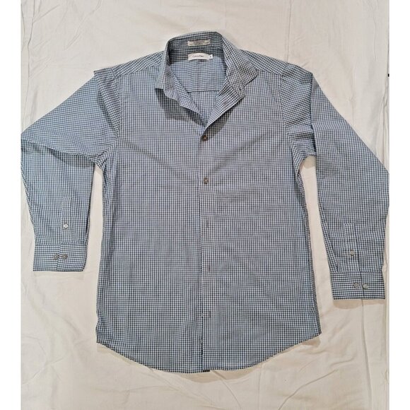 Calvin Klein Other - Calvin Klein Men Long Sleeve Collared Botton-up Plaid Gray Blue White Regular 18